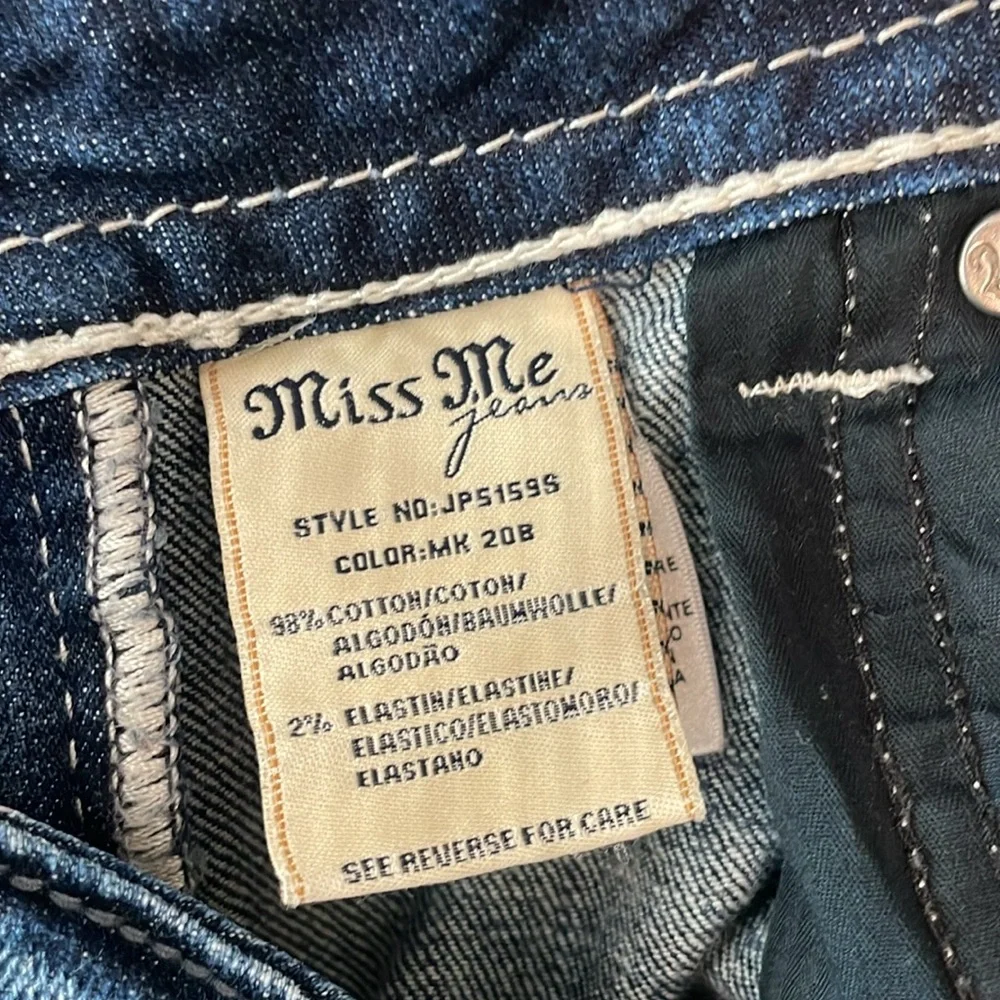 Miss Me Dark Blue Skinny Jeans with Intricate Silver Details - Picture 7 of 7